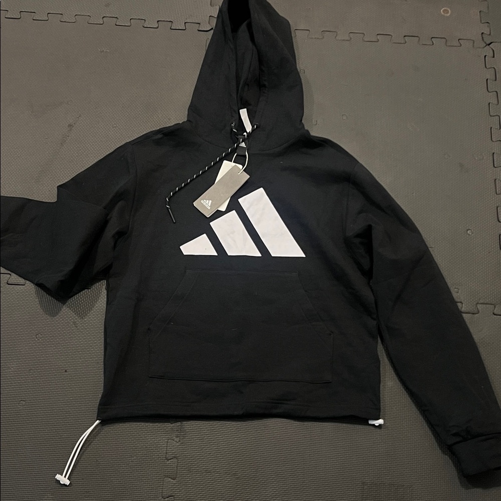 Adidas Black Hoodie with White Graphic